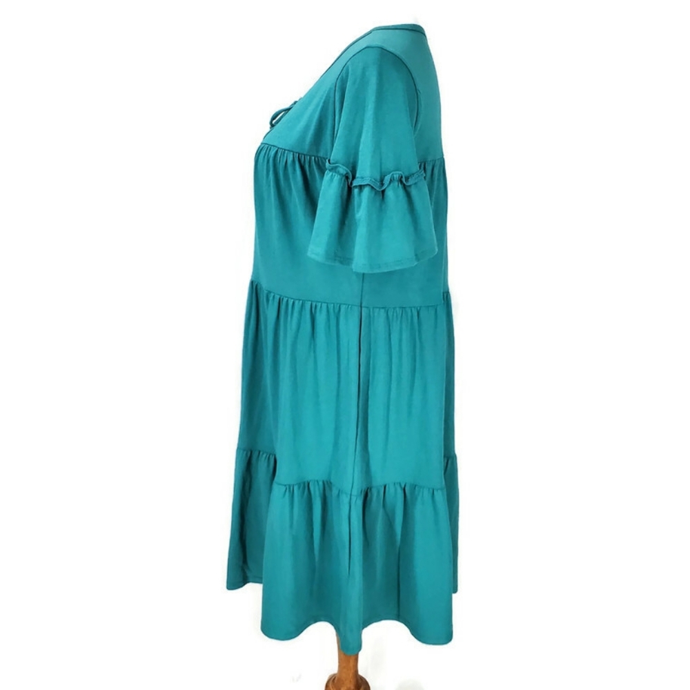 NWT J.Crew Broken-in Jersey Tiered Cotton Summer Mini Dress Green Color Size S - Picture 7 of 14